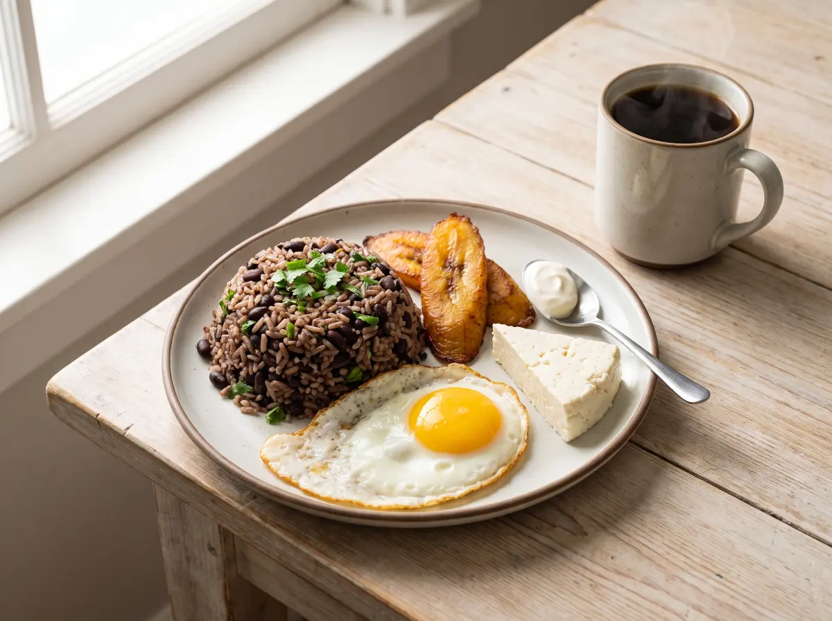 Gallo pinto con huevo